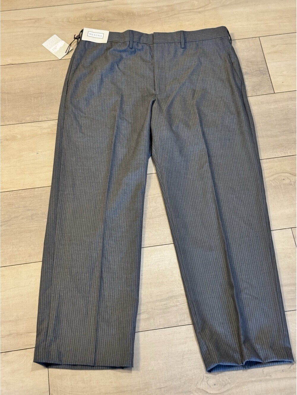 NWT Merona Men's Gray Pinstripe Flat Front Suit Pants Dress Slacks 40x32 [COPY]